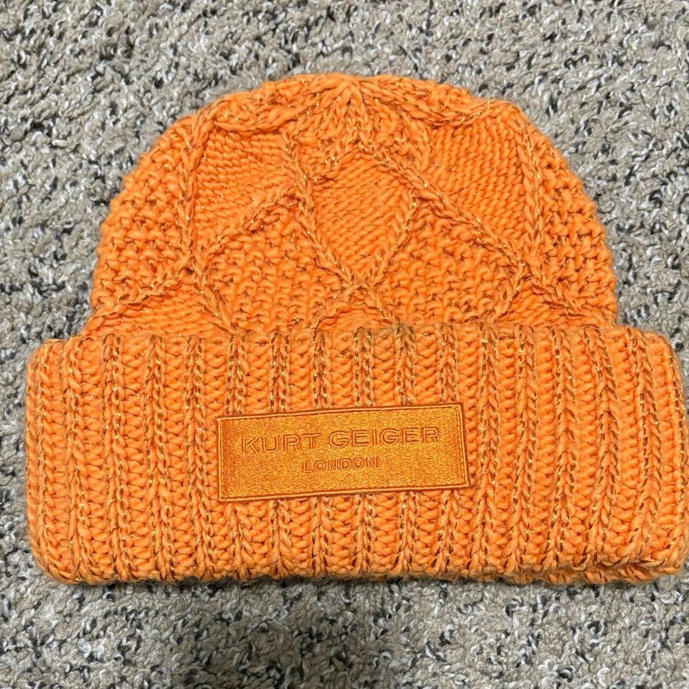 Kurt Geiger Vibrant Orange Knit Hat